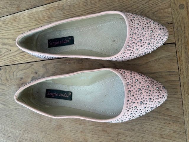 Damenschuhe: rosa Ballerinas Gr. 36 mit Pailletten – Gebraucht aus Schöfflisdorf von kin_2dp9