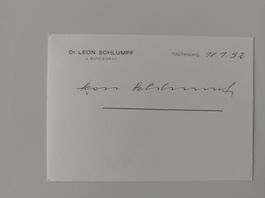 Dr. Leon Schlumpf - alt Bundesrat - original Autogramm