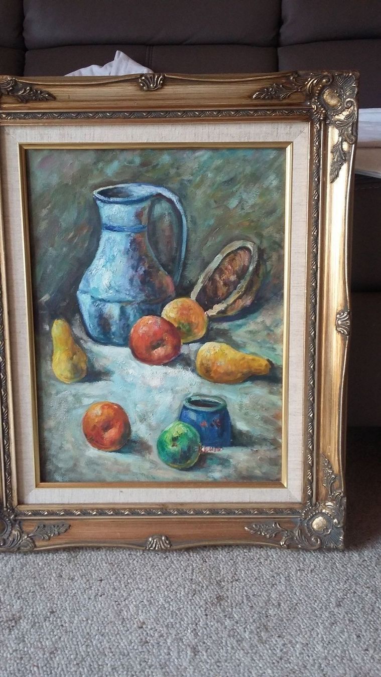 Gemälde: Oel- Gemälde Vase / Krug mit Früchten – Gebraucht aus Dulliken von Classiclerch4657
