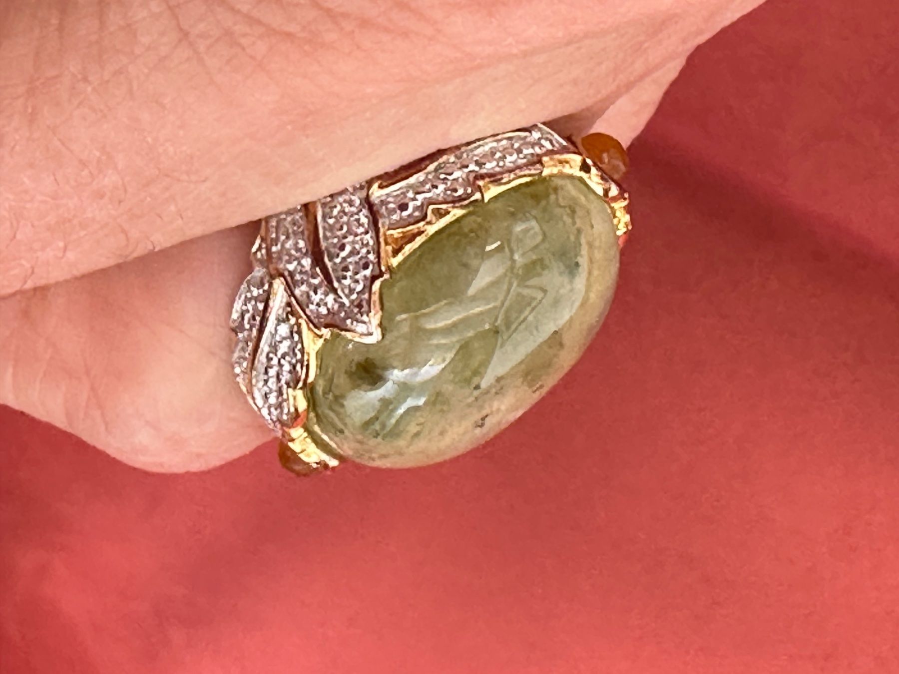 Anelli: Grosser Halbedelstein Ring Silber vergoldete – Usato da Herbriggen venduto da Sehrazade 6