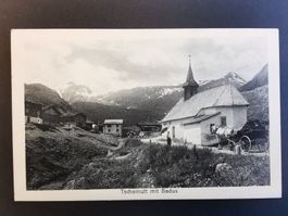 Kutsche  Ansichtskarte  Tschamutt mit Badus  1915 Graubünden