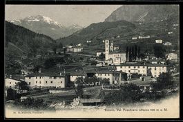 AK Brusio /Val Poschiavo, Ortsansicht mit Kirche und Bergkul