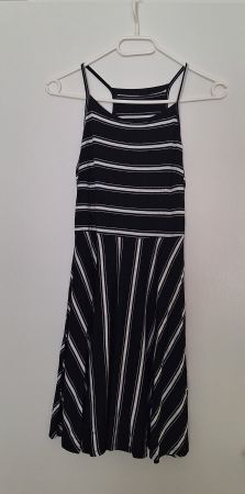 Sommerliches Streifenkleid, Schwarz/Weiss, Grösse S