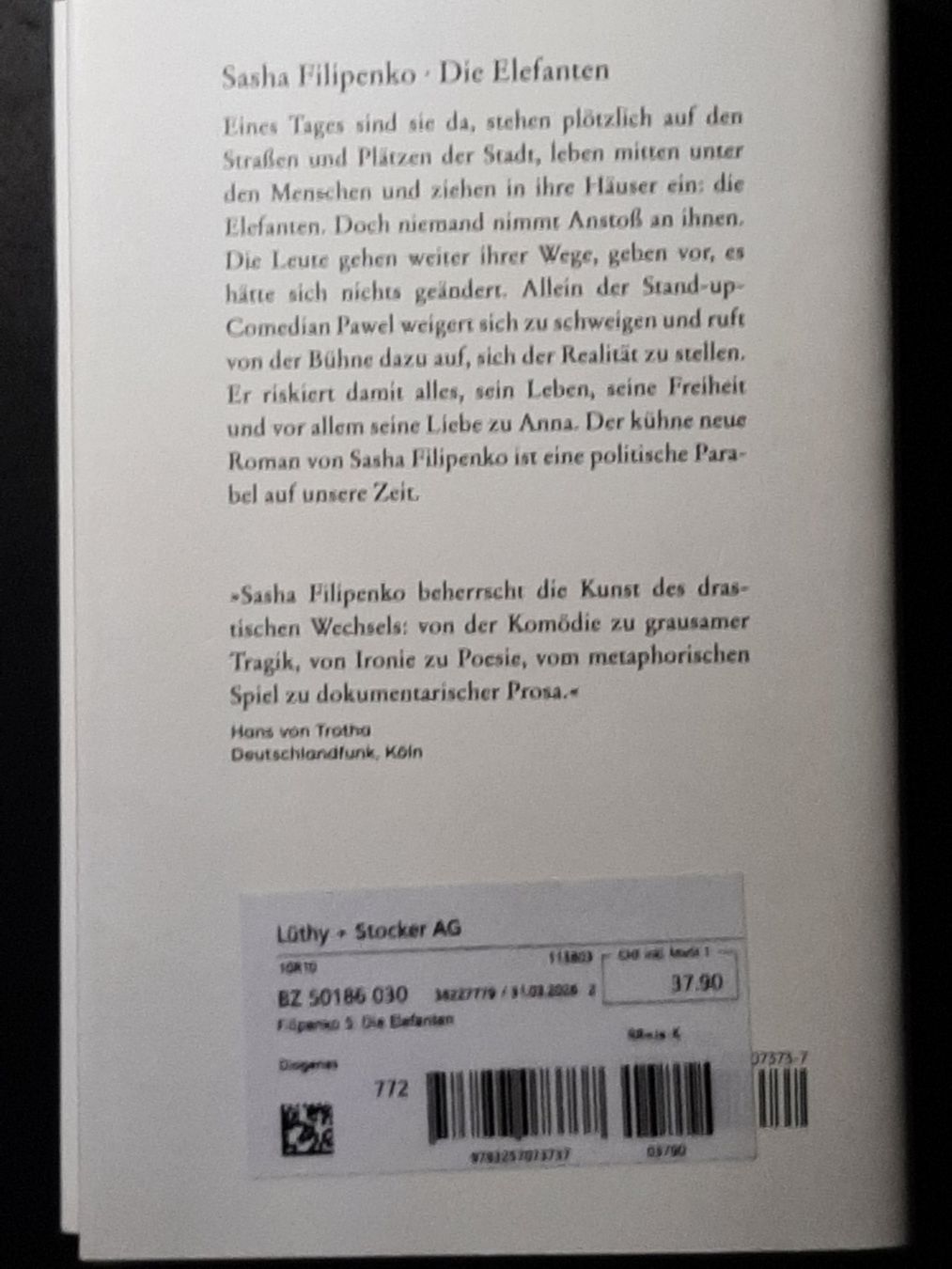Libri: Sasha Filipenko "Die Elefanten", Roman – Usato da Büren an der Aare venduto da Ruebli4 1