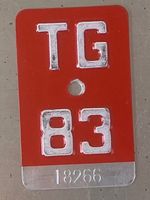 TG 83 - VELONUMMER - FAHRRADSCHILD - PLAQUE DE VELO - TG 83