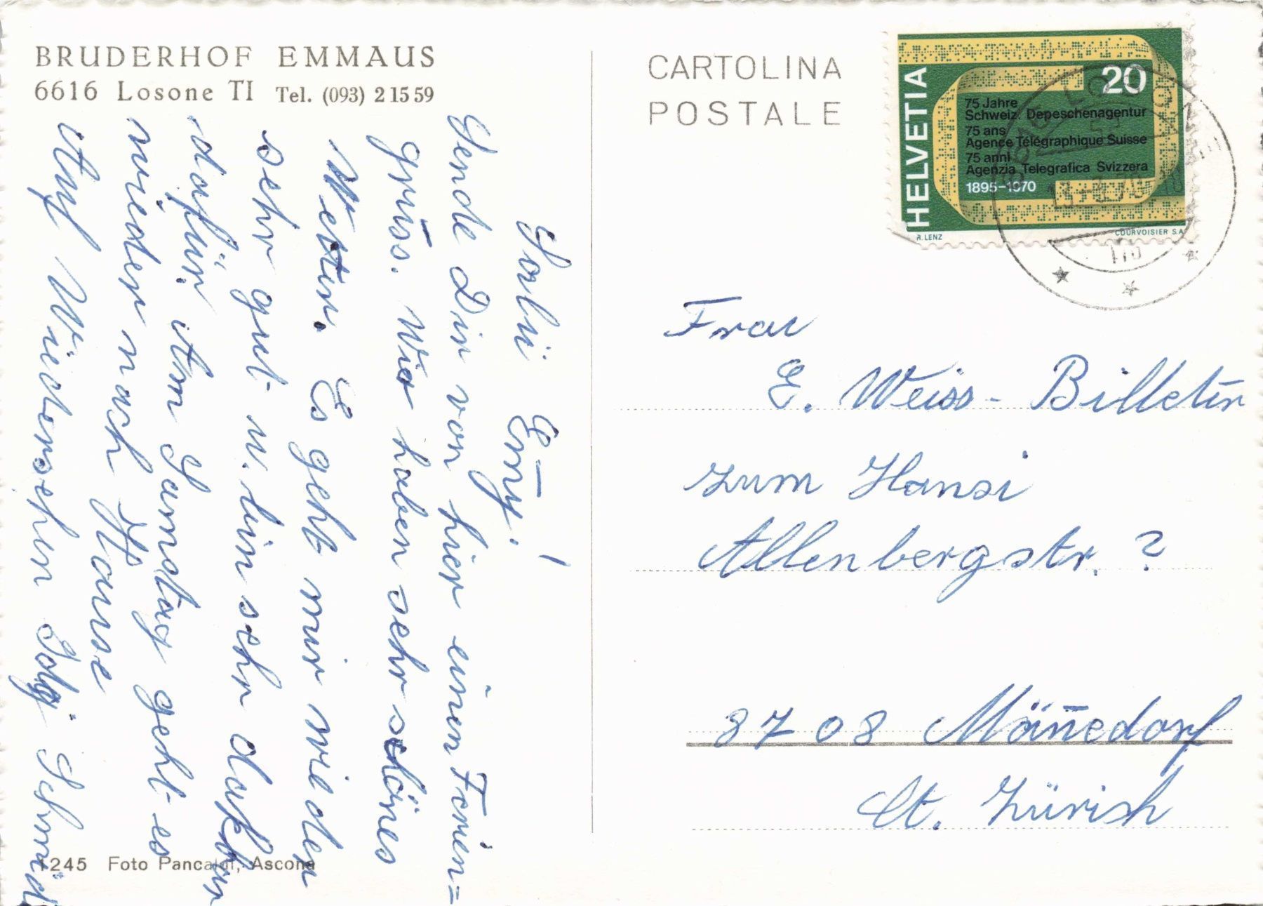 Cartoline postali: Losone – Usato da Biasca venduto da Blenio71 1