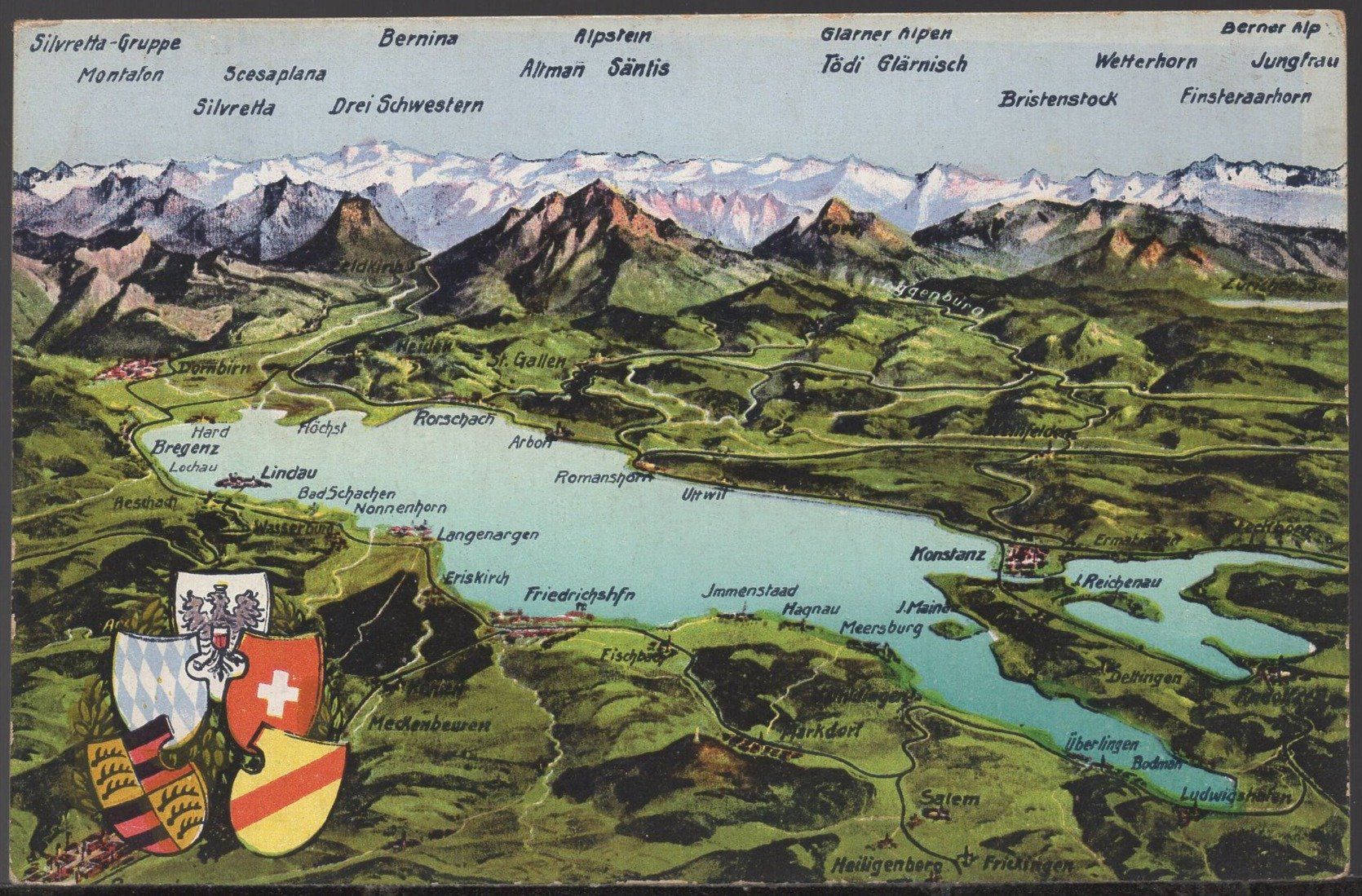 Cartoline postali: Bodensee  Panorama  1925 – Usato da Aarau venduto da kufi44
