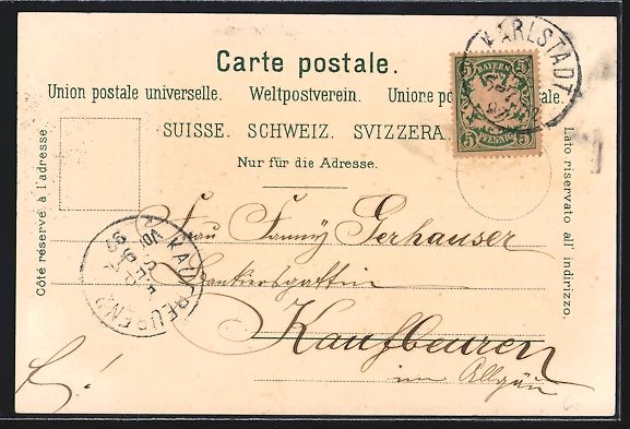 Cartoline postali: Lithographie Gersau, Panorama, 1897 – Usato da Berlin venduto da bartko-reher 1