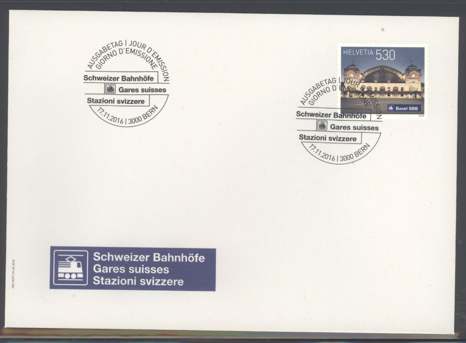 Alle Briefmarken: 2016, FDC, Dauermarken Schweizer Bahnhöfe (Nr. 1615) – Gebraucht aus Willisau von Vollstempel
