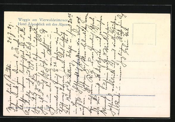 Cartoline postali: Weggis /Vierwaldst. See, Hotel Alpenblic – Usato da Berlin venduto da bartko-reher 1