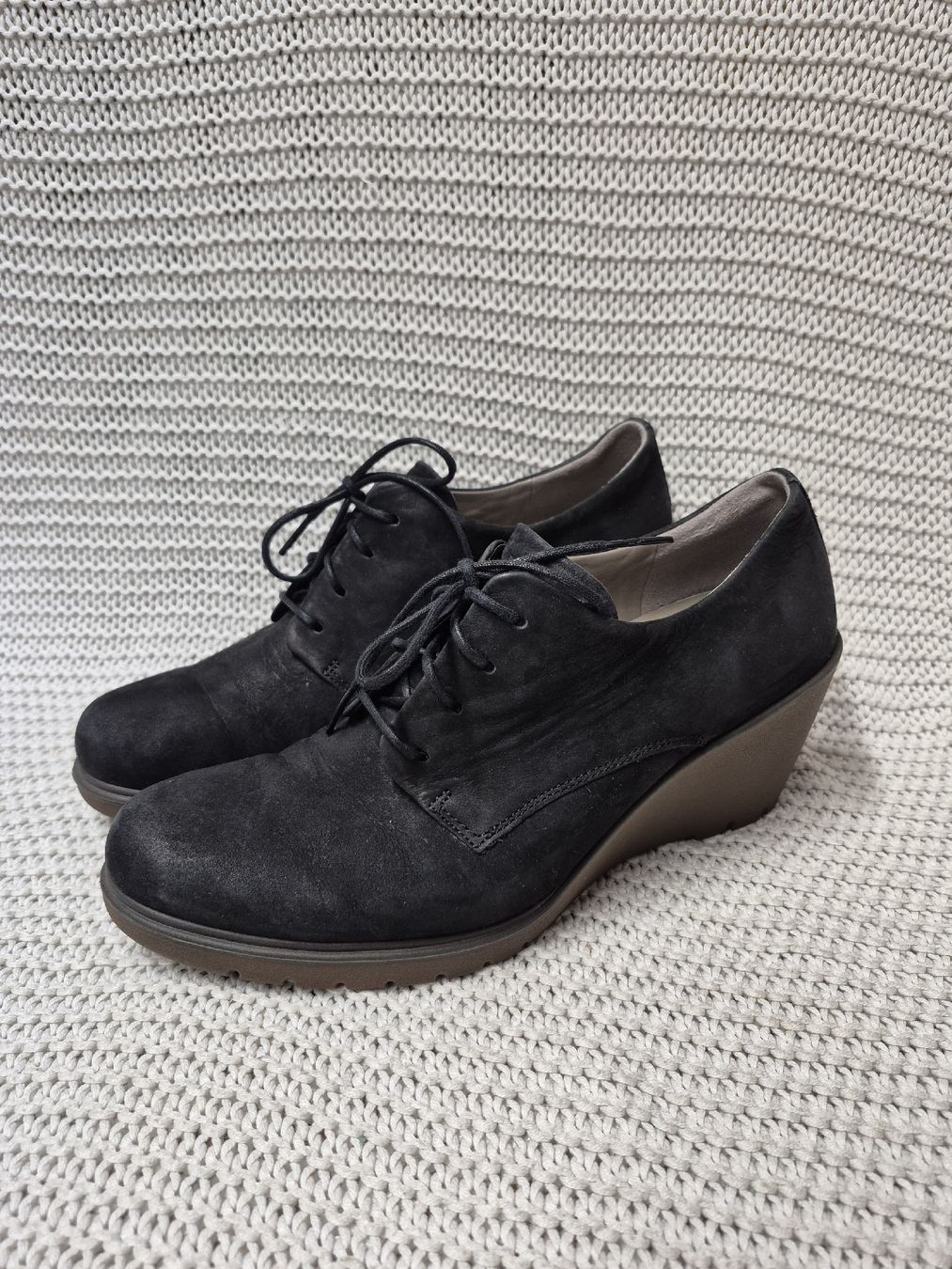 Ecco Damenschuhe: Ecco Plateau-Absatz Schuhe Gr.39 Leder, schwarz – Gebraucht aus Merligen von muss_haben