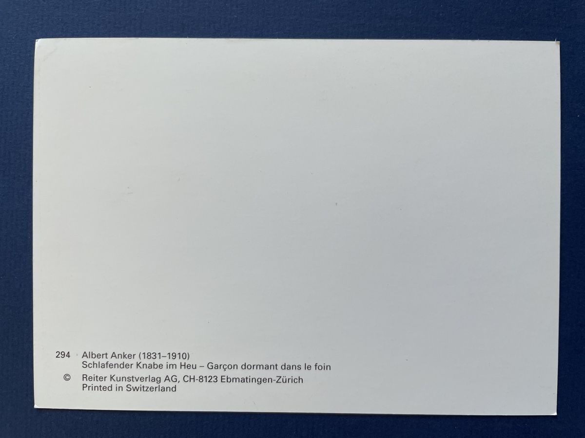 Cartoline postali: Originale Ansichtskarte: Albert Anker "Knabe im Heu" TOP – Usato da Neuhausen am Rheinfall venduto da Arielle55 1