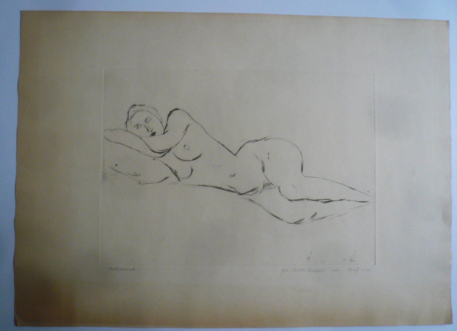 Arts picturaux & lithographies: Fritz HUF 1928, Litho sign. & Widmung – D'occasion à Oberhofen am Thunersee par luuping99 1