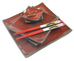 Sushi-Set für 2 und grosser Teller – handgemachte Keramik
