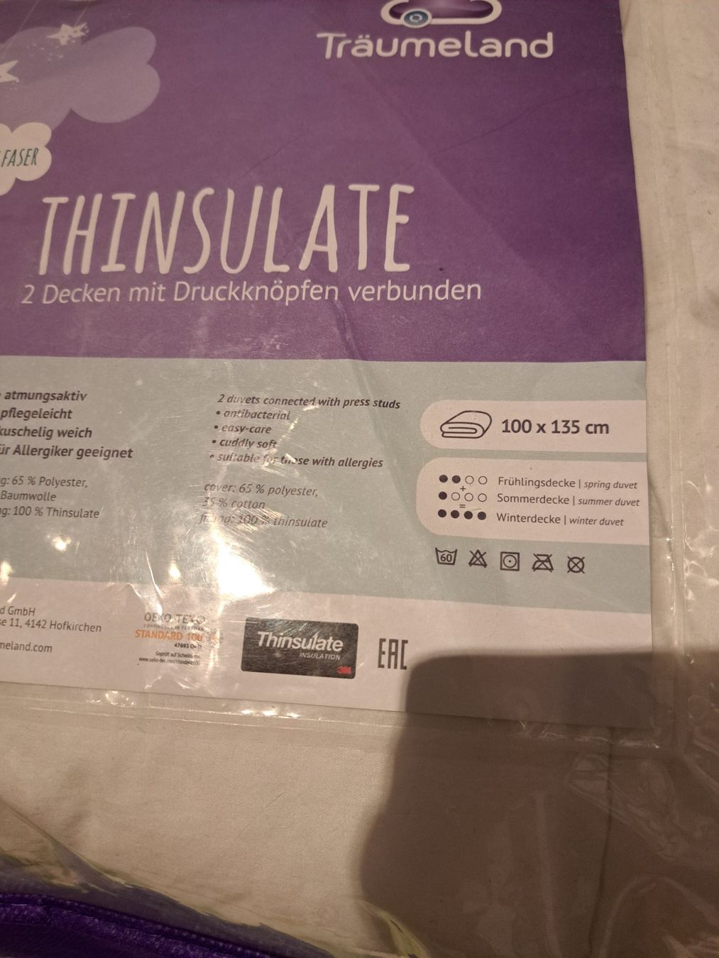 Coperte: Träumeland Kinderdecke Thinsulate 100x135 plus Bezug. – Usato da Uster venduto da RA-14 2