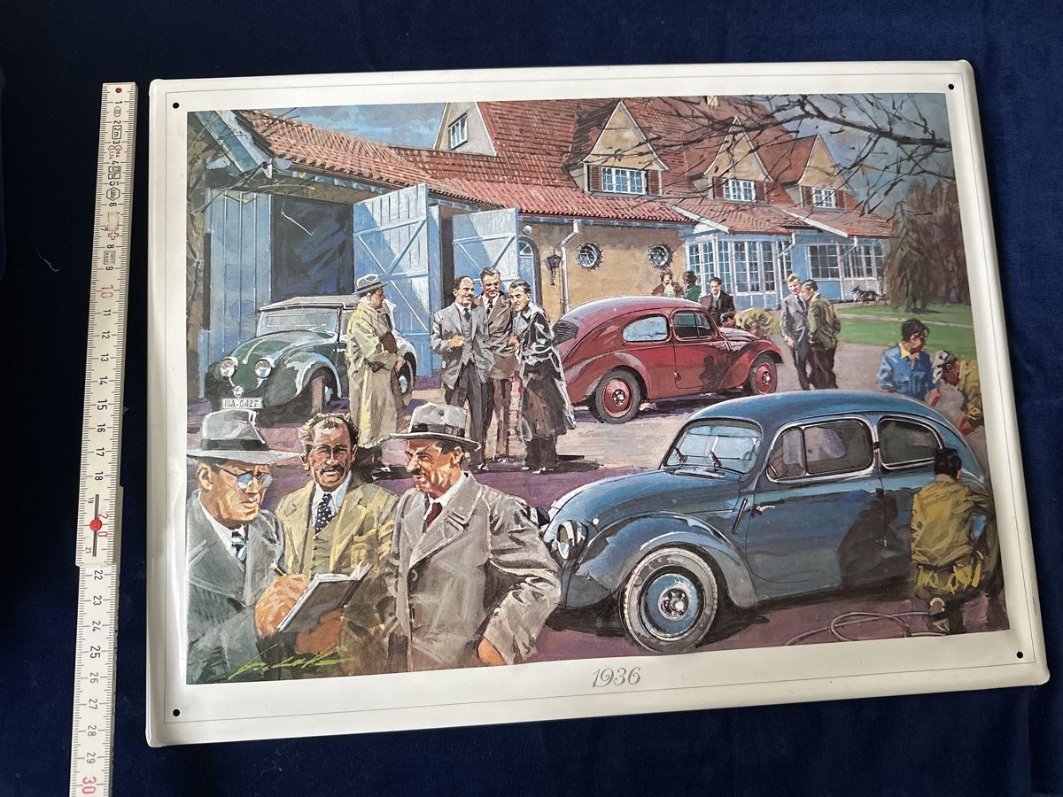 Insegne: Oldtimer-Blechschild mit Szene von 1936 - Rarität! – Usato da Zürich venduto da Chaeffeler 2