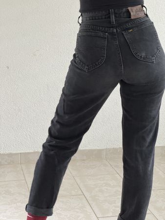 Vintage Lee High- Waisted Washed Black Virginia Jeans