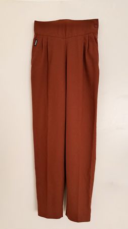 High-Waisted Trousers - Brown, Size 40