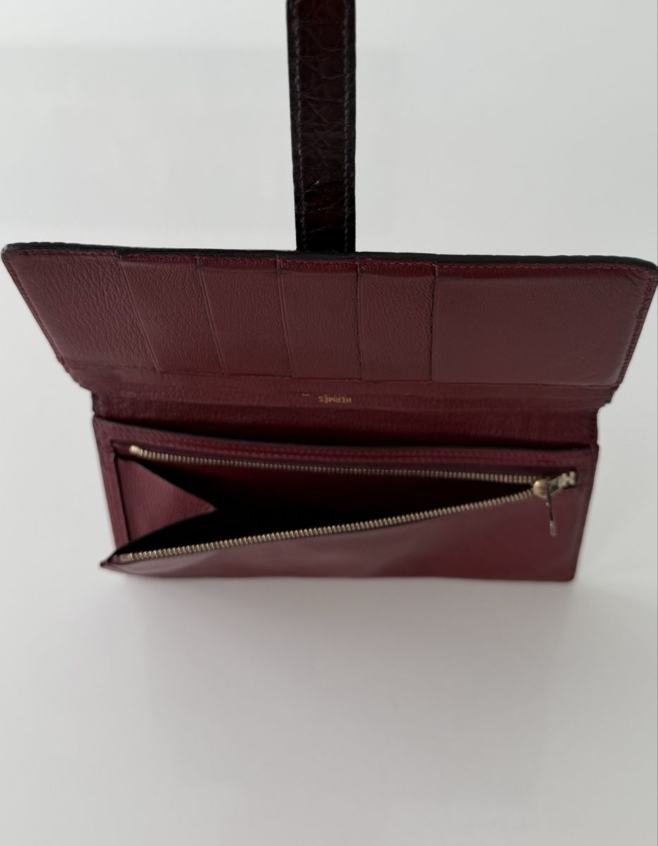 Hermès Portafogli: Hermès béarn Soufflet   Rouger  Alligator – Usato da Schaffhausen venduto da Sotherbyss 4
