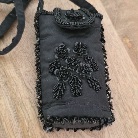 🖤Handgemachte Handytasche  Umhängetasche mit Perlenapplika