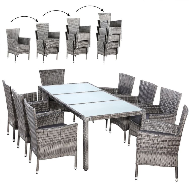 Polyrattan Sitzgruppe 9 teilig - Grau 6