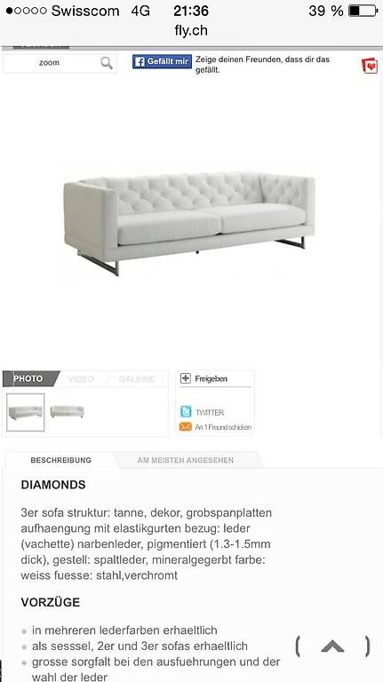 Divani: Ledersofa 3-er weiss Marke Diamons – Usato da Chur venduto da Stroemberg 4