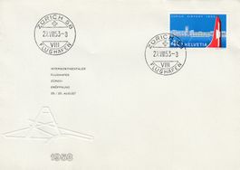 1953 Blanko FDC Eröffnung Flughafen Zürich illustiert