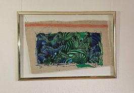 Rolf Knie "Zebra", Serigraphie auf Zeltplane, handsigniert