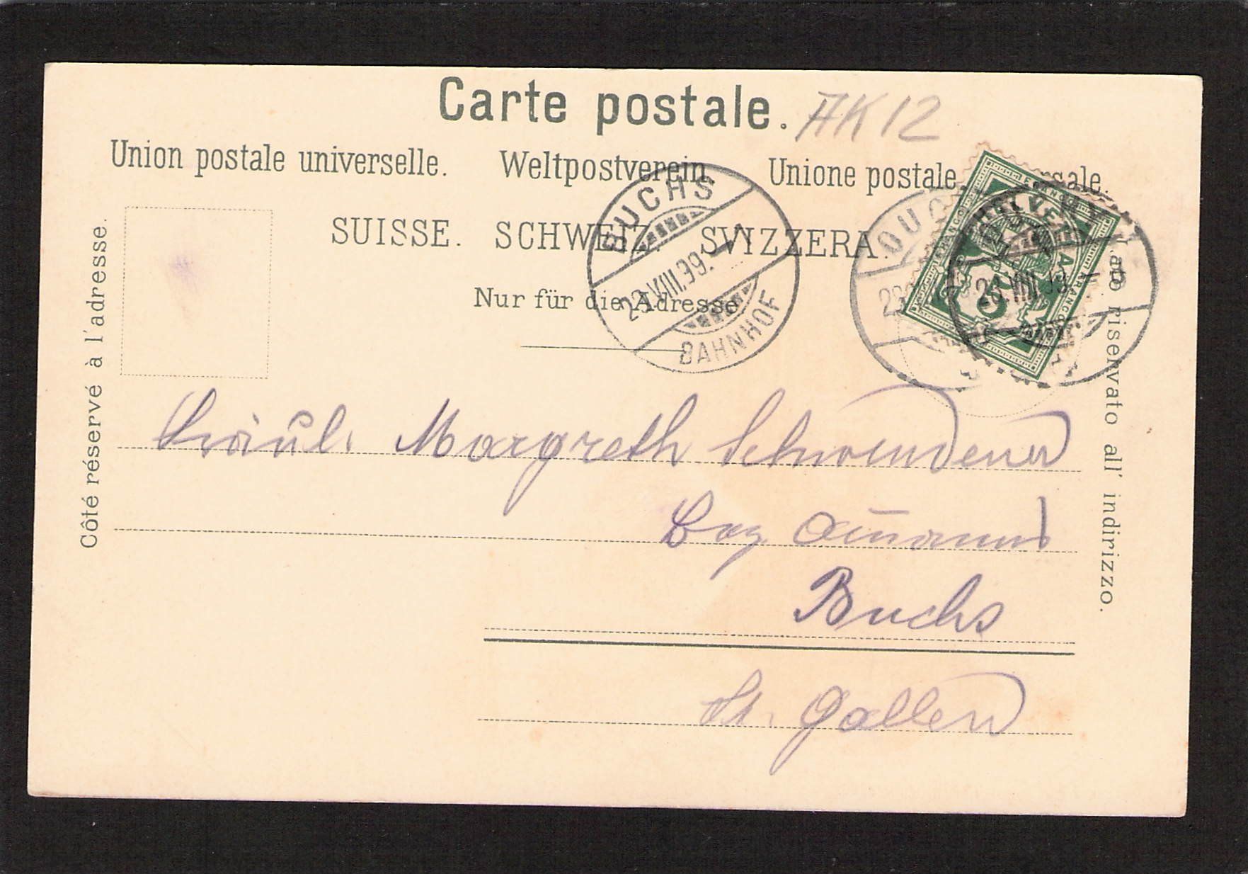 Cartoline postali: Litho Souvenir d'Ouchy , gel.1899 – Usato da Reichenburg venduto da Pipo-67 1