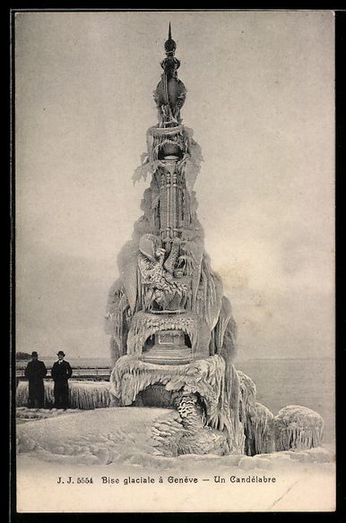 Ansichtskarten: Genève, Bise glaciale, Un Candélabre – Gebraucht aus Berlin von bartko-reher
