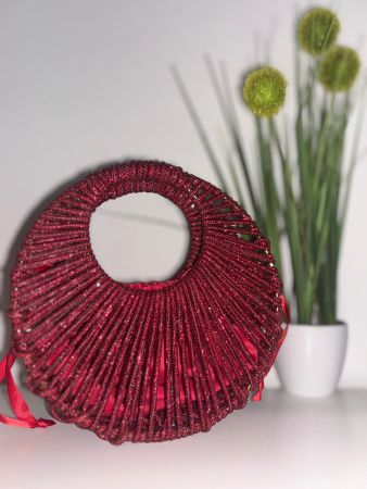 Damen Rote Handtasche mit Glitzer Neu