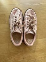 Puma Sneaker Damen Samt rosa flache Schnürschuhe gebraucht 