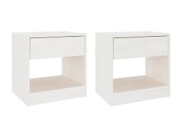 2 Nachttische, weiss, Massives Kiefernholz