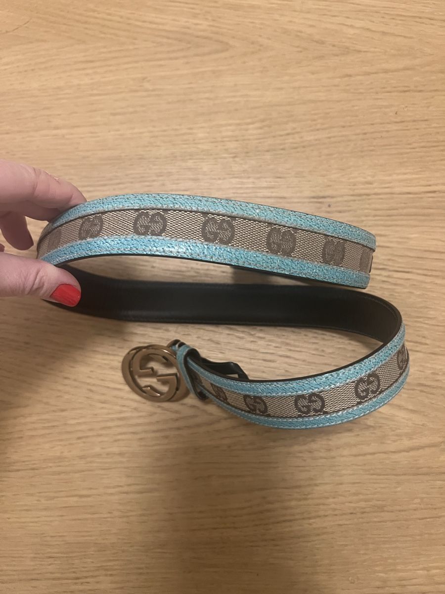 Gucci Cinture: Gucci Gürtel GG Belt Türkis/Braun Gr 85 – Usato da Ebmatingen venduto da dartim 1
