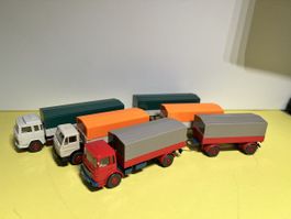 3 x Wiking Pritschen Lastzüge in 1/87