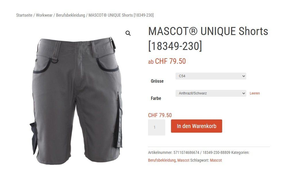 Pantaloni: Mascot Arbeitsshorts Gr. 42 – Nuovo (secondo la descrizione) da Uerkheim venduto da Kaufoption 1