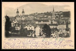 AK St. Gallen, Teilansicht aus der Vogelschau
