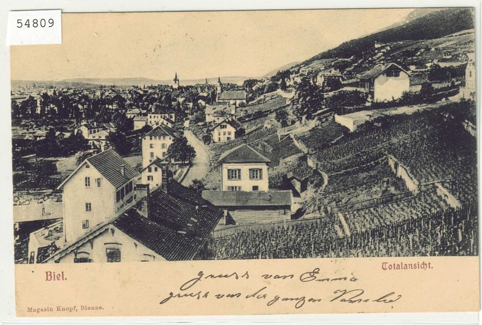 Cartoline postali: Biel Totalansicht - Bienne Vue generale – Usato da Ettingen venduto da Kartenplanet