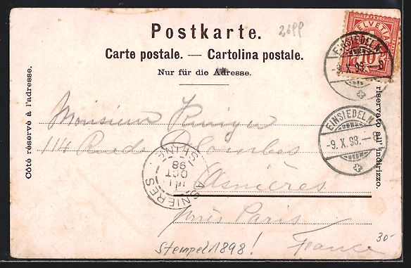 Cartoline postali: Litho Einsiedeln, Teilansicht mit Kloste – Usato da Berlin venduto da bartko-reher 1