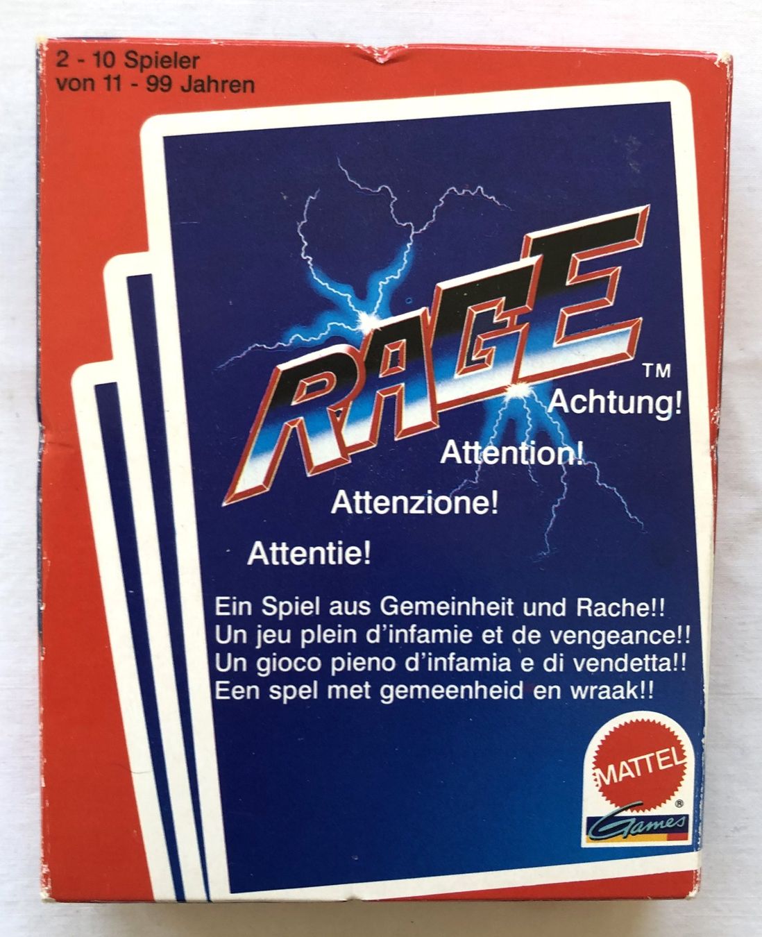 Mattel Giochi: RAGE - Kartenspiel - Mattel - 1992 – Usato da Schaffhausen venduto da durruti
