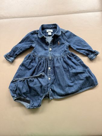 Ralph Lauren Baby Denim Dress & Bloomer Set, Size 6M