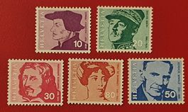PORTRÄTS ZWINGLI GUISAN SATZ 471 - 475 1969** POSTFRISCH