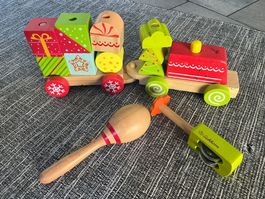 SPIELZEUG   HOLZ - ZUG       &        2 GRATIS      RASSELN