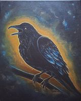 Originales Acrylgemälde «Rabe»  Handgemalt, 40×50 cm