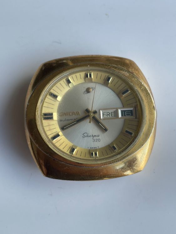 Montre Vintage ENICAR SHERPA 320 Automatique Pour Homme - Cadran Doré, Boîtier Acier