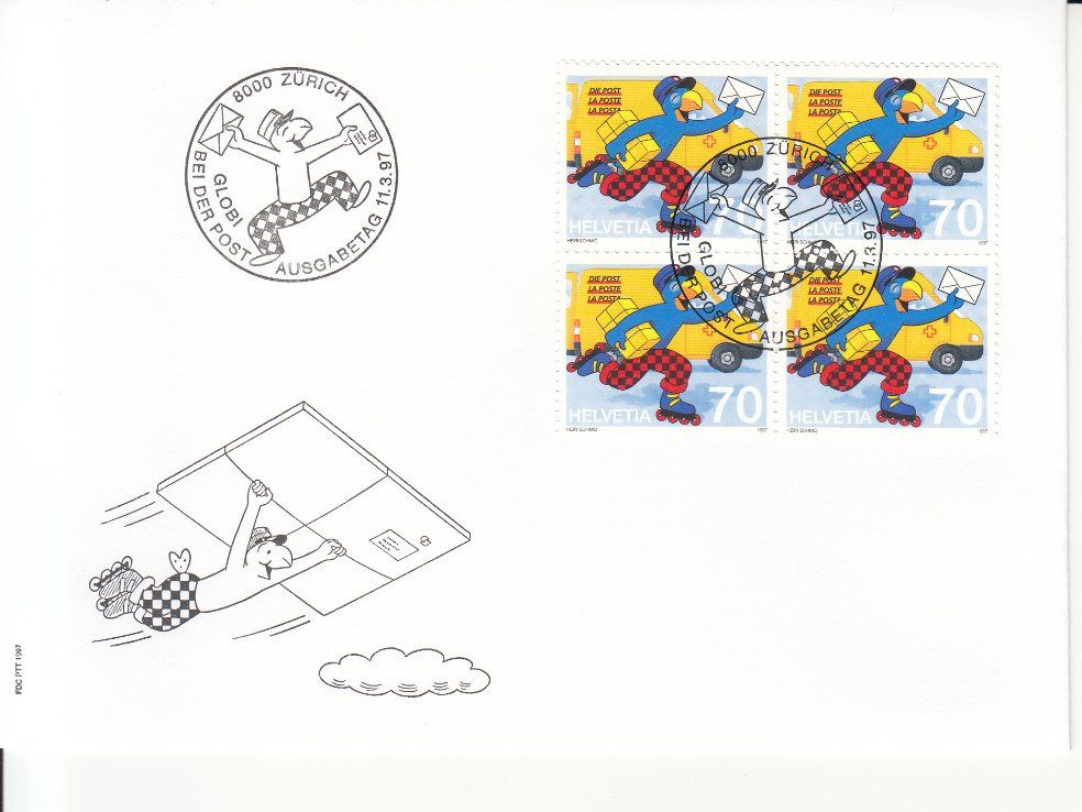 Alle Briefmarken: SBK 913 im 4er-Block FDC – Gebraucht aus Bürglen TG von StampGraf
