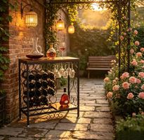 Weinregal / Bar Tisch / Beistelltisch mit Glasregalen 