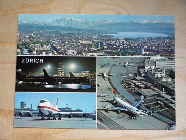 Cartoline postali: Zürich mit Flughafen, 678 – Usato da Rieden SG venduto da Brockehuesli