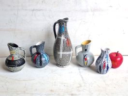 5 Vase Keramik Väschen Vintage 50er 60er Mid Century
