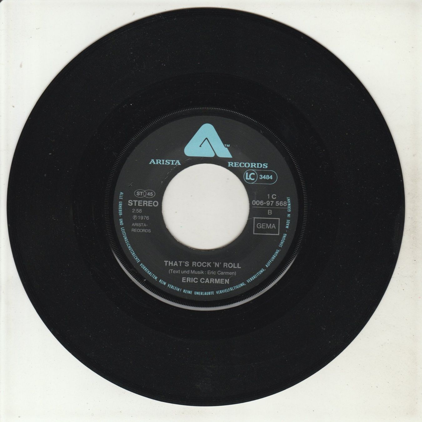 Schallplatten: Eric Carmen - All by myself 7" Vinyl 1976 – Gebraucht aus Tübach von JamesStone 3
